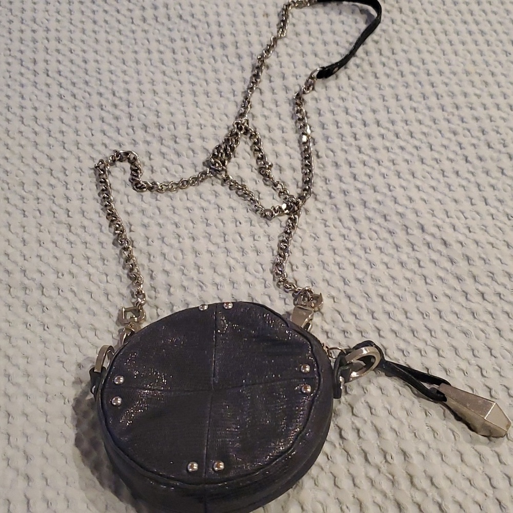 NWT! JUNIOR DRAKE NANO MINI CROSSBODY BOYSENBERRY STUDDED BAG METALLIC P…